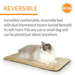 K&H Thermo-Kitty Mat Heated Cat Bed – Indoor Reversible Heated Cat Mat, Low-Wattage, Machine Washable, Cozy Nap Pad
