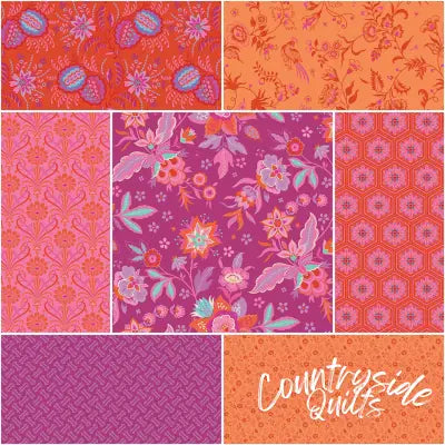 Kipling Gardens 1 Yard Bundle Fuchsia, 7 Pcs.