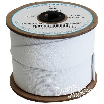 Knit Elastic Calendered 1-1/2in x 15yd White