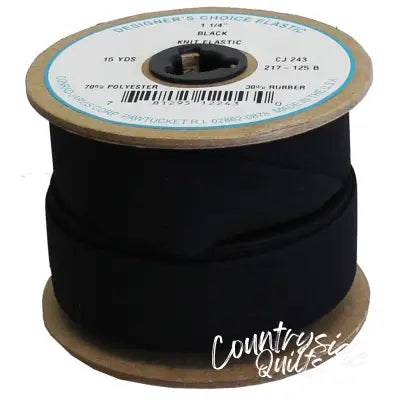 Knit Elastic Calendered 1-1/4in x 15yd Black