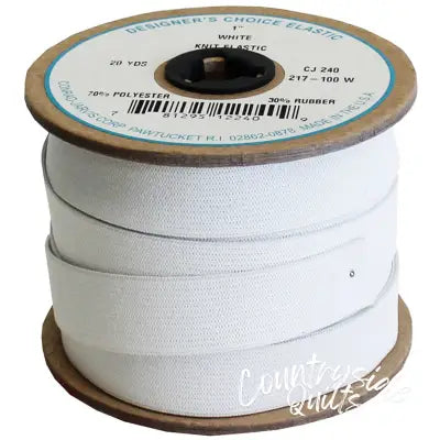 Knit Elastic Calendered 1in x 20yd White