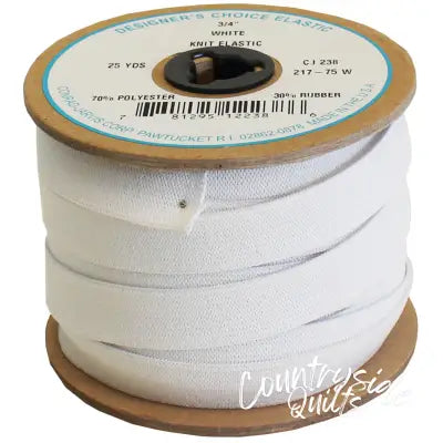 Knit Elastic Calendered 3/4in x 25yd White