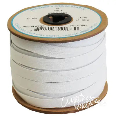 Knit Soft Elastic 1/2in x 50yd White