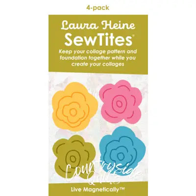 Laura Heine Sew Tites Magnetic Flowers 4pk