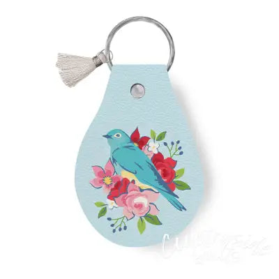 Leather Circle Key Chain Bluebird