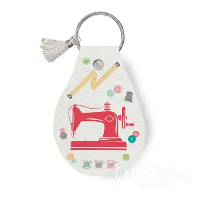 Leather Circle Key Chain My Happy Place Sewing Machine