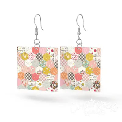 Leather Square Earrings BloomBerry