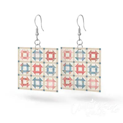 Leather Square Earrings Countryside