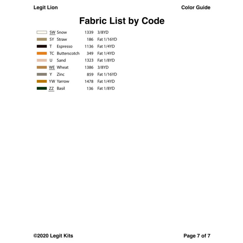 Legit Lion Full Quilt Kit QK006