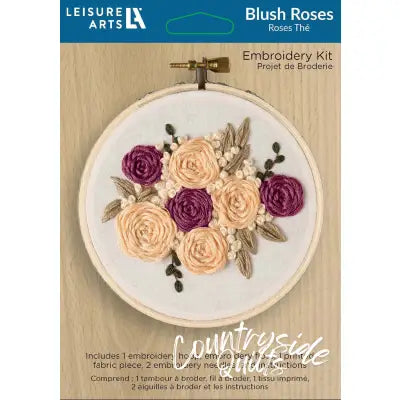 Leisure Arts Embroidery Kit 4in Blush Rose FR