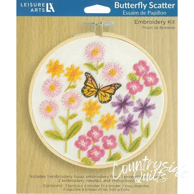 Leisure Arts Embroidery Kit 6 Butterfly Scatter"