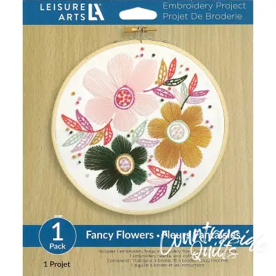 Leisure Arts Embroidery Kit 6 Fancy Flowers"