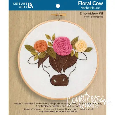 Leisure Arts Embroidery Kit 6 Floral Highland Cow"