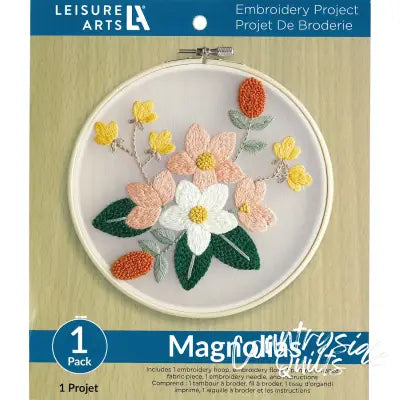 Leisure Arts Embroidery Kit 6 Org Magnolias"