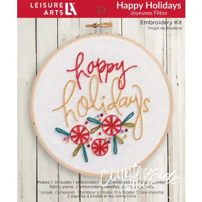 Leisure Arts Embroidery Kit 6in Happy Holidays
