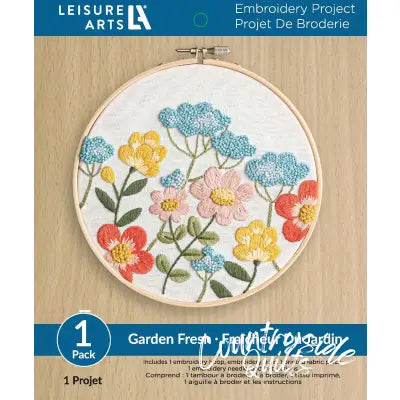 Leisure Arts Kit Embroidery 6in Garden Fresh
