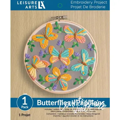 Leisure Arts Kit Embroidery 6in Org Butterfly