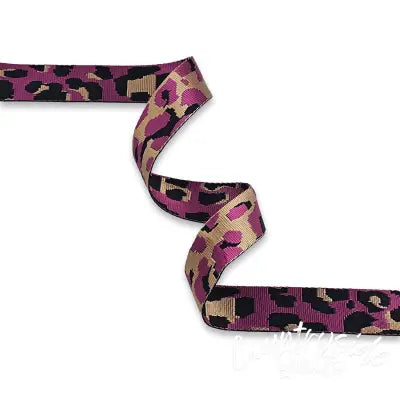Leopard Violet Rose Webbing 1-1/2in x 3 yd