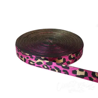 Leopard Violet Rose Webbing 1-1/2in x 50 yd