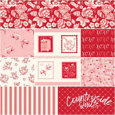 Letters to Cupid 1 Yard Bundle Red, 8 Pcs.