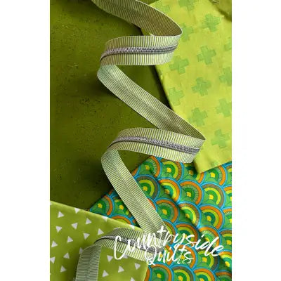 Lime Stripe Zipper Tape with Nickel Teeth