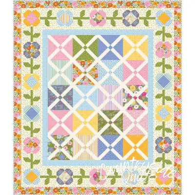 Little Darlin Digitally Printed Plaid and Posies Quilt Store Display