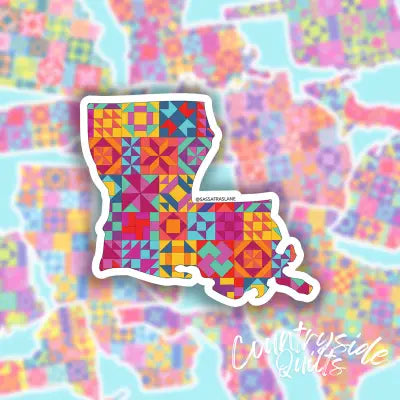 Louisiana State Quilt Stickers 6pk