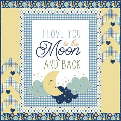 Love You to the Moon Blue Panel Quilt Store Display - Love You to the Moon