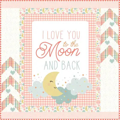 Love You to the Moon Coral Panel Quilt Kit - Love You to the Moon