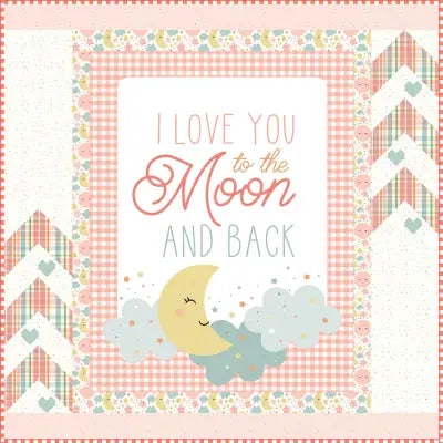 Love You to the Moon Coral Panel Quilt Store - Love You to the Moon
