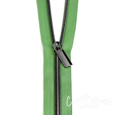 Magnolia #5 Nylon Gunmetal Coil Zippers: 3 Yards with 9 Pulls