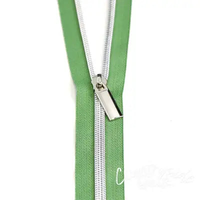 Magnolia #5 Nylon Nickel Coil Zippers: 3 Yards with 9 Pulls