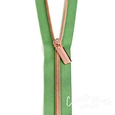 Magnolia #5 Nylon Rose Gold Coil Zippers: 3 Yards with 9 Pulls