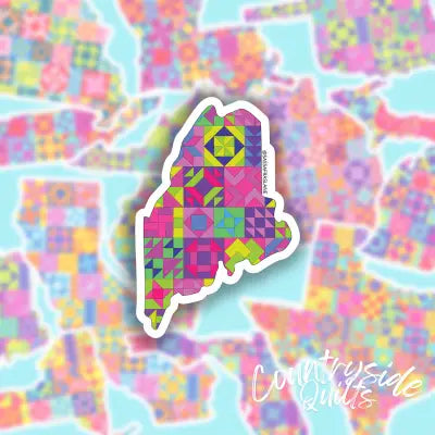 Maine State Quilt Stickers 6pk