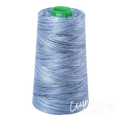 Mako Cotton Embroidery Thread 40wt 5140yds Variegated Stonewash Blues