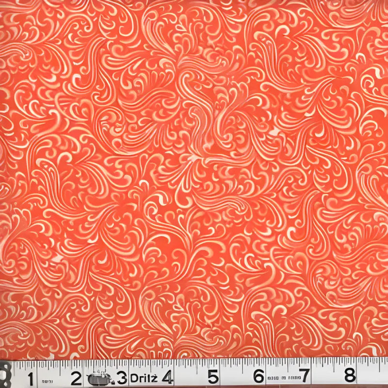 Coral fabric with floral damask pattern from Marshall Dry Goods Breezeway 108in Wide collection