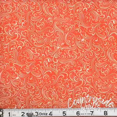 Coral fabric with floral damask pattern from Marshall Dry Goods Breezeway 108in Wide collection