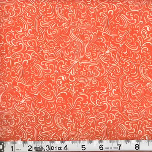 Coral fabric with floral damask pattern from Marshall Dry Goods Breezeway 108in Wide collection