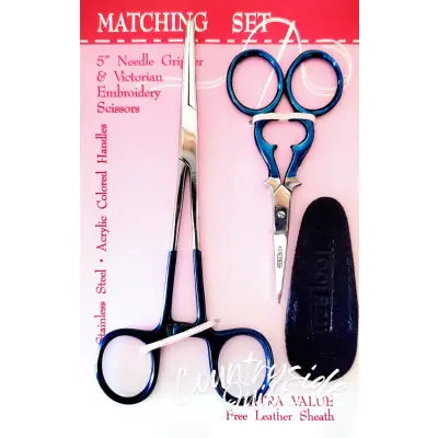 Matching Set 5in Needle Gripper & 3-1/2in Victorian Scissors