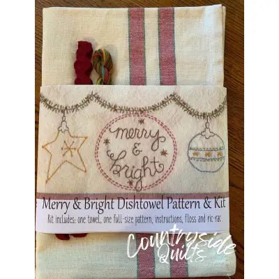 Merry & Bright Dishtowel Pattern and Floss Kit