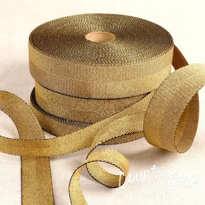 Metalized Webbing Gold & Black 1-3/16in x 22yds