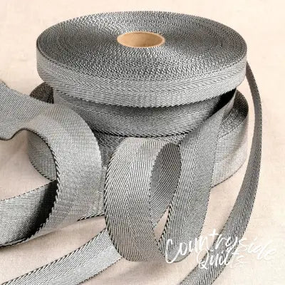 Metalized Webbing Silver & Black 1-3/16in x 22yds