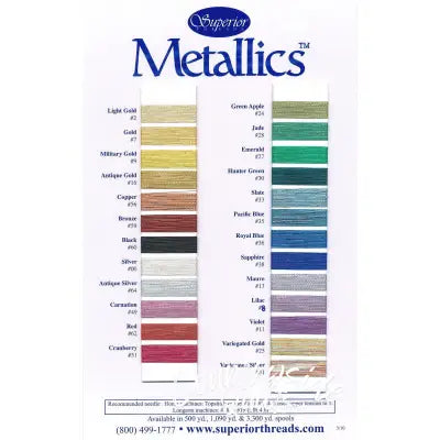 Metallic Article 10101 Color Card