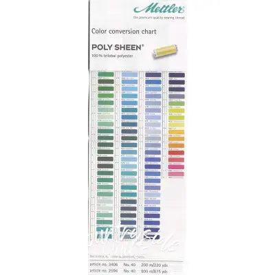 Mettler Poly Sheen Thread Conversion Paper Chart
