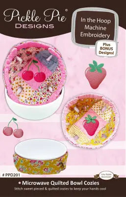Microwave Quilted Bowl Cozies In the Hoop Machine Embroidery Design Set