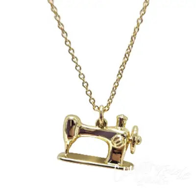 Mini Sewing Machine Necklace Gold