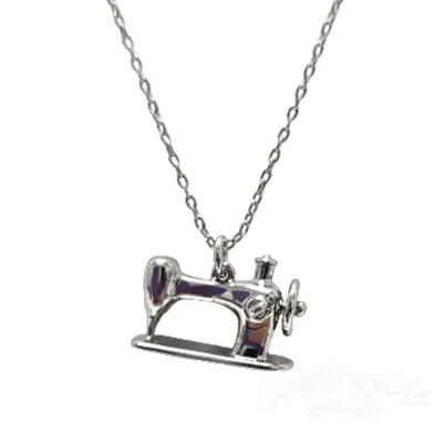 Mini Sewing Machine Necklace Silver