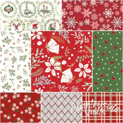 Mistletoe & Holly 1 Yard Bundle Red, 8pcs