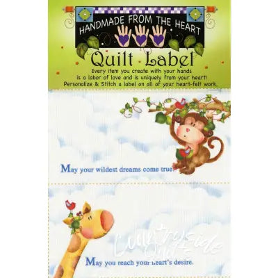 Monkey & Giraffe Quilt Label 4 per pack