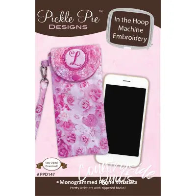 Monogrammed Phone Wristlets In the Hoop Machine Embroidery Design Set
